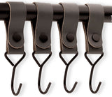 Brute Strength - Multifunctional Hook with Leather Loop - Cognac - 4 pieces - Coat Hook - Camping Hook - Leather - Hanging Hooks - Towel Hooks
