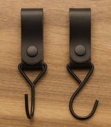 Brute Strength - Multifunctional Hook with Leather Loop - Cognac - 4 pieces - Coat Hook - Camping Hook - Leather - Hanging Hooks - Towel Hooks