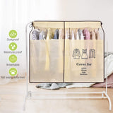 Dustproof Clothes Rack Cover Expandable Hanging Closet Cover Shoulder Dust Cover Clothes Protector for Coats Suits Dresses Beige