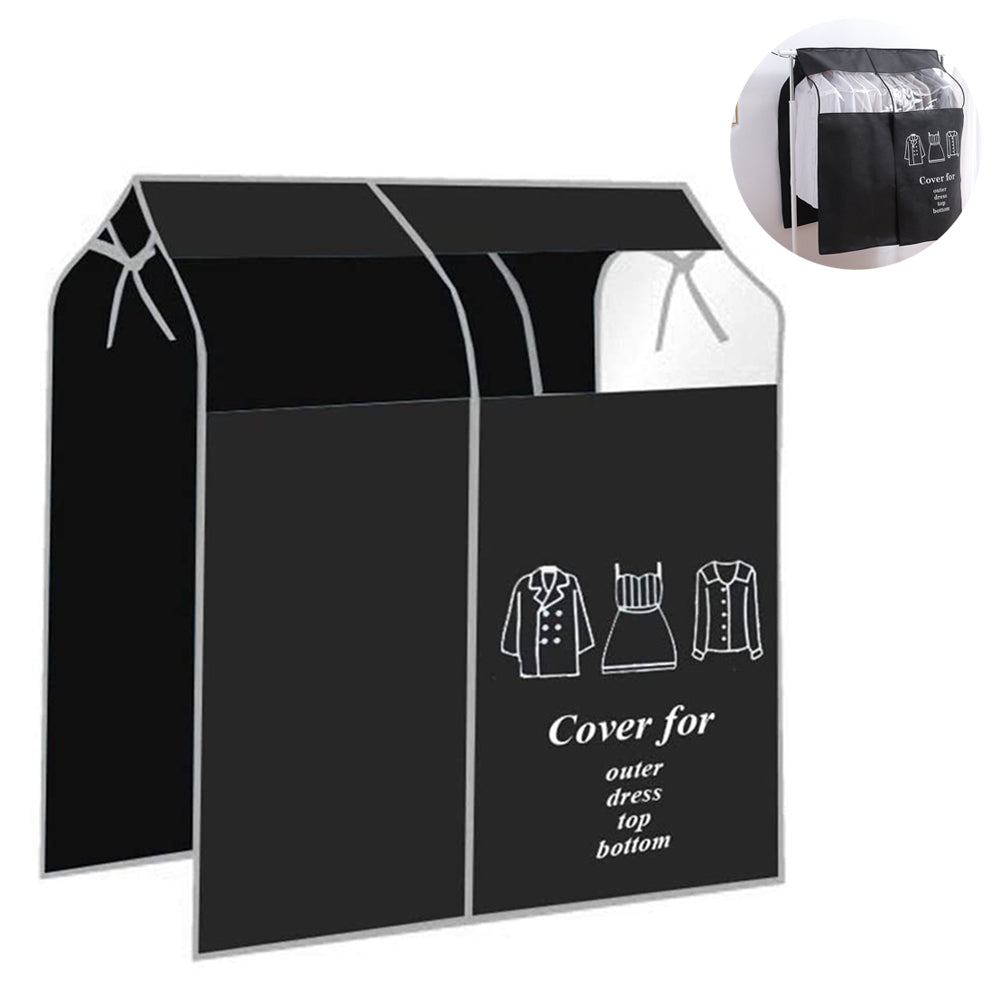Dustproof Clothes Rack Cover Expandable Hanging Closet Cover Shoulder Dust Cover Clothes Protector for Coats Suits Dresses Black