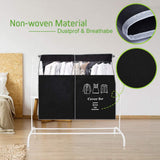 Dustproof Clothes Rack Cover Expandable Hanging Closet Cover Shoulder Dust Cover Clothes Protector for Coats Suits Dresses Black