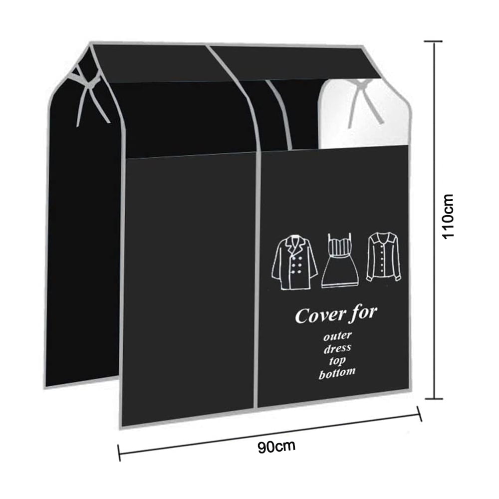 Dustproof Clothes Rack Cover Expandable Hanging Closet Cover Shoulder Dust Cover Clothes Protector for Coats Suits Dresses Black