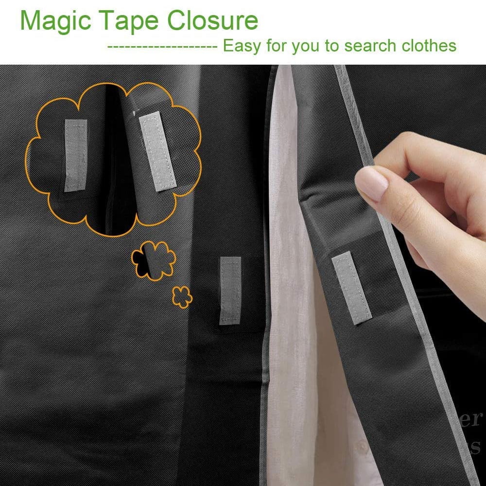 Dustproof Clothes Rack Cover Expandable Hanging Closet Cover Shoulder Dust Cover Clothes Protector for Coats Suits Dresses Black