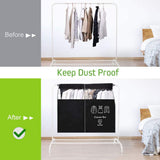 Dustproof Clothes Rack Cover Expandable Hanging Closet Cover Shoulder Dust Cover Clothes Protector for Coats Suits Dresses Black