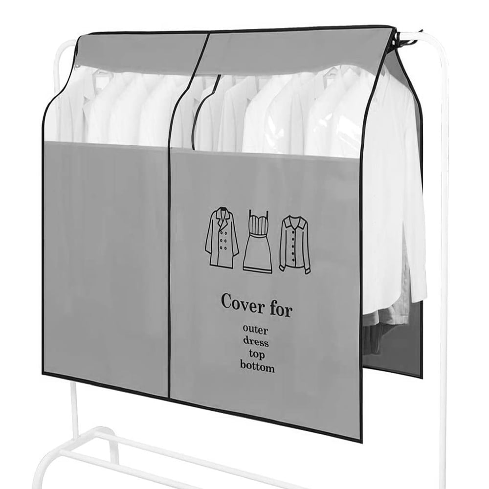 Dustproof Clothes Rack Cover Expandable Hanging Closet Cover Shoulder Dust Cover Clothes Protector for Coats Suits Dresses Grey
