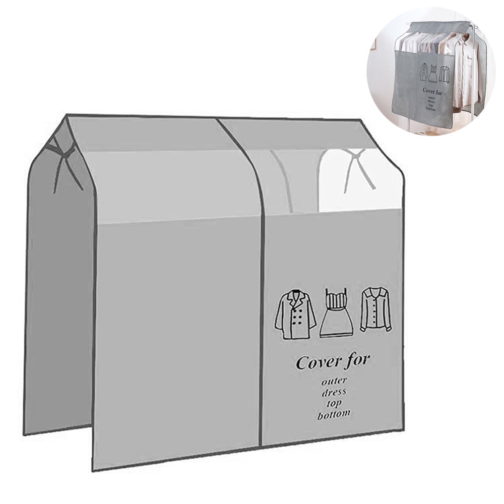 Dustproof Clothes Rack Cover Expandable Hanging Closet Cover Shoulder Dust Cover Clothes Protector for Coats Suits Dresses Grey
