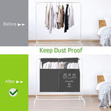 Dustproof Clothes Rack Cover Expandable Hanging Closet Cover Shoulder Dust Cover Clothes Protector for Coats Suits Dresses Grey - Close-Up Angle