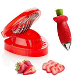 PEACNNG 2pcs Set Kitchen Fruit Gadget Tools Strawberry Slicer Cutter Strawberry Corer Strawberry Huller Leaf Stem Remover