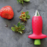 PEACNNG 2pcs Set Kitchen Fruit Gadget Tools Strawberry Slicer Cutter Strawberry Corer Strawberry Huller Leaf Stem Remover - Top-Down View