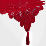 Lace Table Runner Dresser Scarf Embroidered Table Runners with Exquisite Flower Vintage Shabby Chic for Wedding Holiday Dinning Red