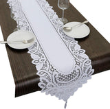 Lace Table Runner Dresser Scarf Embroidered Table Runners with Exquisite Flower Vintage Shabby Chic for Wedding Holiday Dinning White