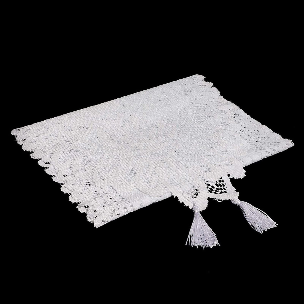 Lace Table Runner Dresser Scarf Embroidered Table Runners with Exquisite Flower Vintage Shabby Chic for Wedding Holiday Dinning White