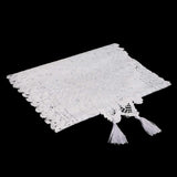 Lace Table Runner Dresser Scarf Embroidered Table Runners with Exquisite Flower Vintage Shabby Chic for Wedding Holiday Dinning White - Top-Down View