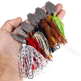 2 of 6 Pcs/lot Artificial Fishing Lures s 10cm11g Chatterbait Spinner Bait Blade Jig Dancer Buzzbait Wobbler Fishing Accessorie 6 Pcs mix - Top-Down View