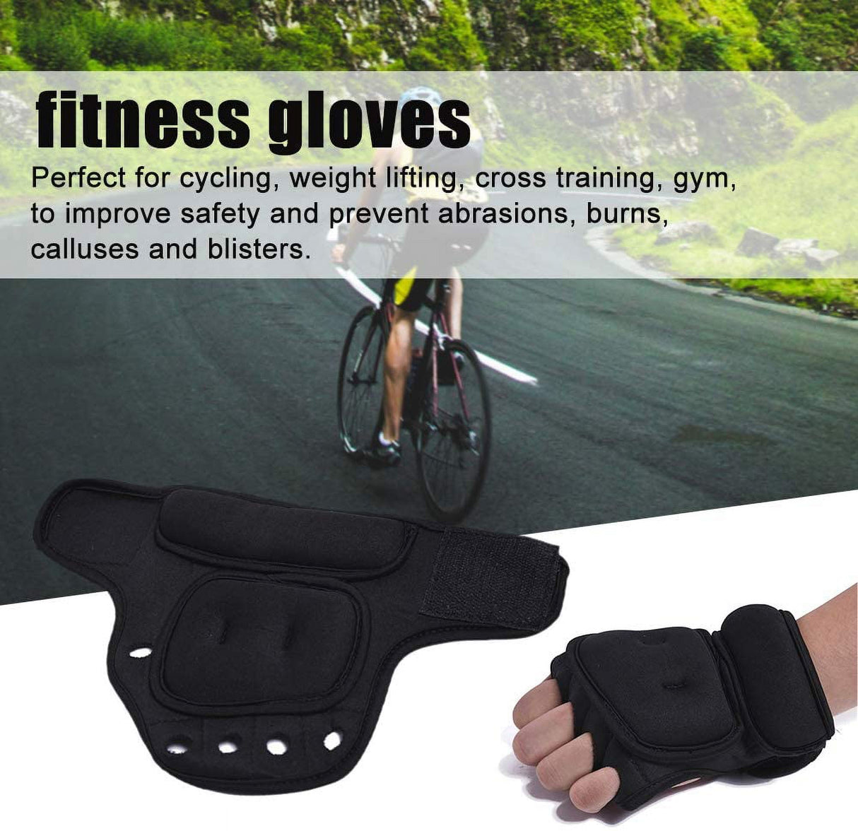 Weighted Exercise Gloves, Pair of 2 lb,Sandbag Weight Bearing Training Gloves Fitness Gloves with Wrist Suort for Gym Boxing, Cross Training, Cardio Workouts Black free size