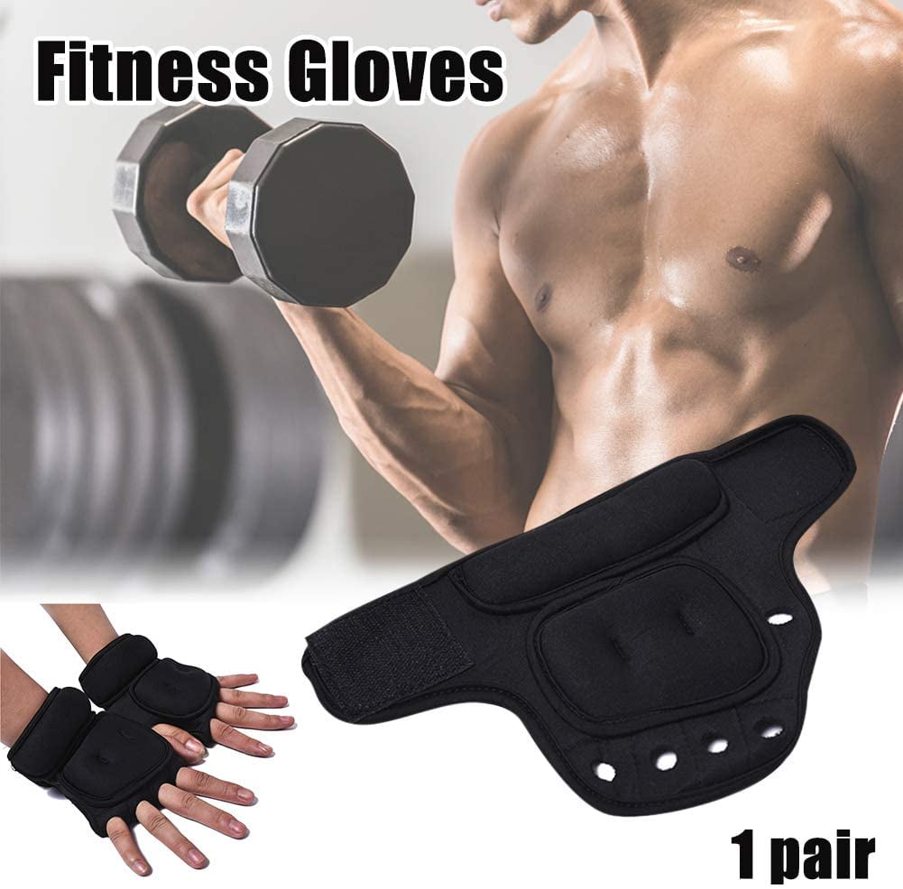 Weighted Exercise Gloves, Pair of 2 lb,Sandbag Weight Bearing Training Gloves Fitness Gloves with Wrist Suort for Gym Boxing, Cross Training, Cardio Workouts Black free size