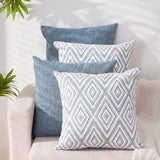 Decorative Set of 4 Square Couch Pillows Linen Cushion Cover for Couch Sofa Living Room, 18