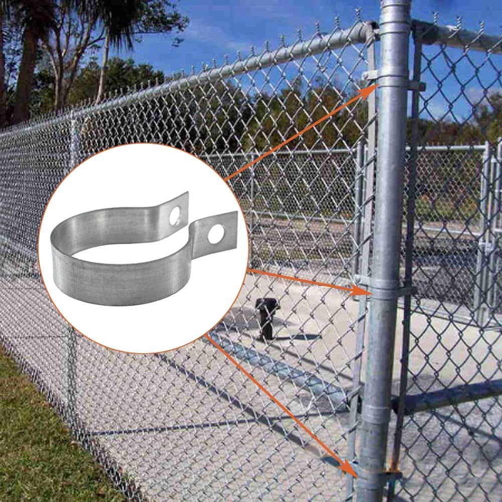 16 Pcs Brace Bands Chain Link Fence, Galvanized Steel Chain Link Brace Band Use for 1-7/8" Outside Diameter Post/Pipe, Gate, Fences Panels Silver