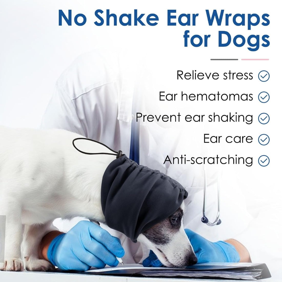 Tingzi Dog Calming Hoodie, No Flap Ear Wraps for Dogs Anxiety Relief, Dog Ear Muffs Noise Protection for Firework, Grooming, Force Drying, Dog Ear Covers Headband for Noise Cancelling, Grey L M Grey