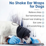 Tingzi Dog Calming Hoodie, No Flap Ear Wraps for Dogs Anxiety Relief, Dog Ear Muffs Noise Protection for Firework, Grooming, Force Drying, Dog Ear Covers Headband for Noise Cancelling, Grey L M Grey - Top-Down View
