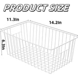 2Pcs Wire Storage Baskets,Metal Storage Basket for Organizing,White Wire Storage Freezer Baskets for Closet,Bedroom,Bathroom,Office - Front View