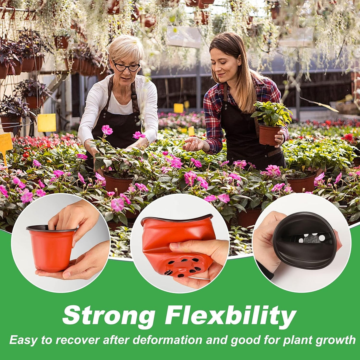 50Pcs Plastic Plant Nursery Pots,3.9x2.7x3.3In Seed Starting Pots with Drainage Holes for Indoor,Durable Soft Nursery Containers for Transplanting