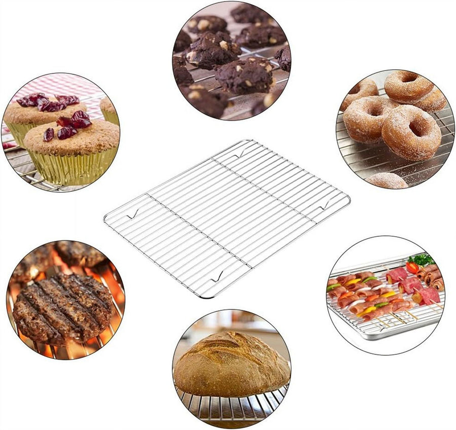 1Pack Kitchen Baking Rack,Small Cooking Rack,Nonstick Wire Grill Net,Stainless Steel Roasting Grid Frame,Oven & Dishwasher Safe,for Picnic Camping Dinning and Outdoors 8"x 6 8"×6"×0.6"