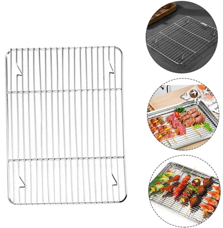 1Pack Kitchen Baking Rack,Small Cooking Rack,Nonstick Wire Grill Net,Stainless Steel Roasting Grid Frame,Oven & Dishwasher Safe,for Picnic Camping Dinning and Outdoors 8"x 6 11"×9"×0.6"