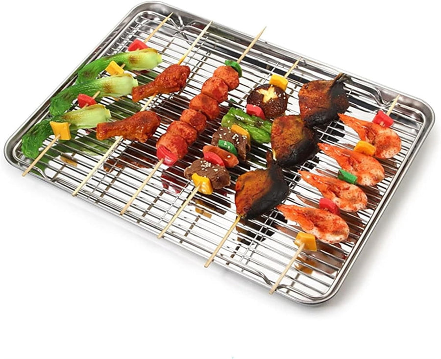 1Pack Kitchen Baking Rack,Small Cooking Rack,Nonstick Wire Grill Net,Stainless Steel Roasting Grid Frame,Oven & Dishwasher Safe,for Picnic Camping Dinning and Outdoors 8"x 6 11"×9"×0.6"