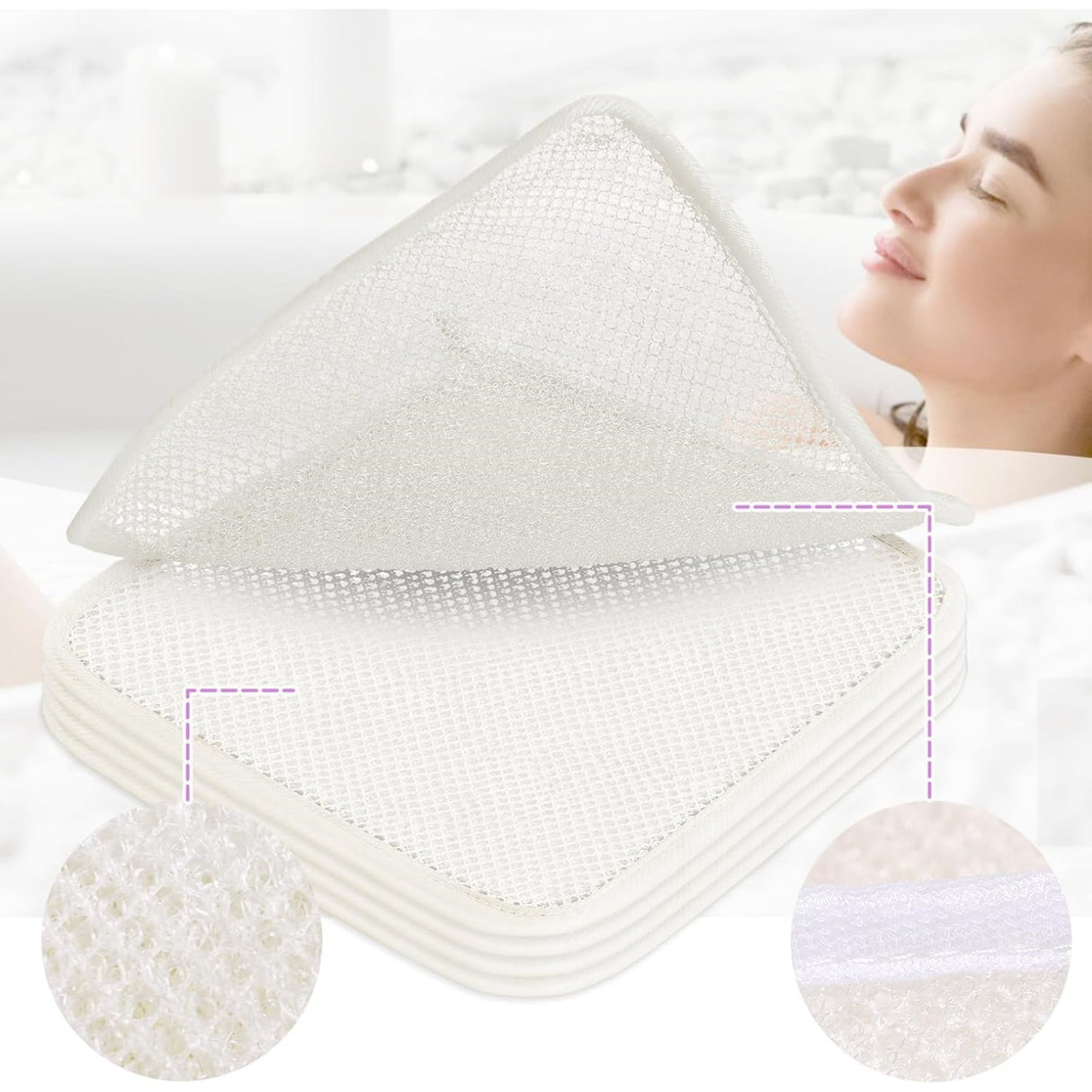 Exfoliating Washcloths,African Exfoliating Net,Reusable African Net Sponge,8.7x10.2In Beige Mutilfunction Wash Cloth for Face and Body Beige