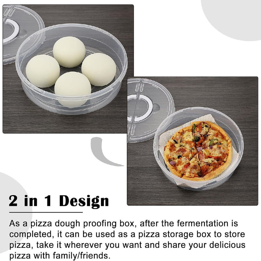 2 Compartments Pizza Storage Container,11.8X3.4In Round Pie Carrier with Lid and Handle,Clear Reusable Pizza Tray for Cupcakes