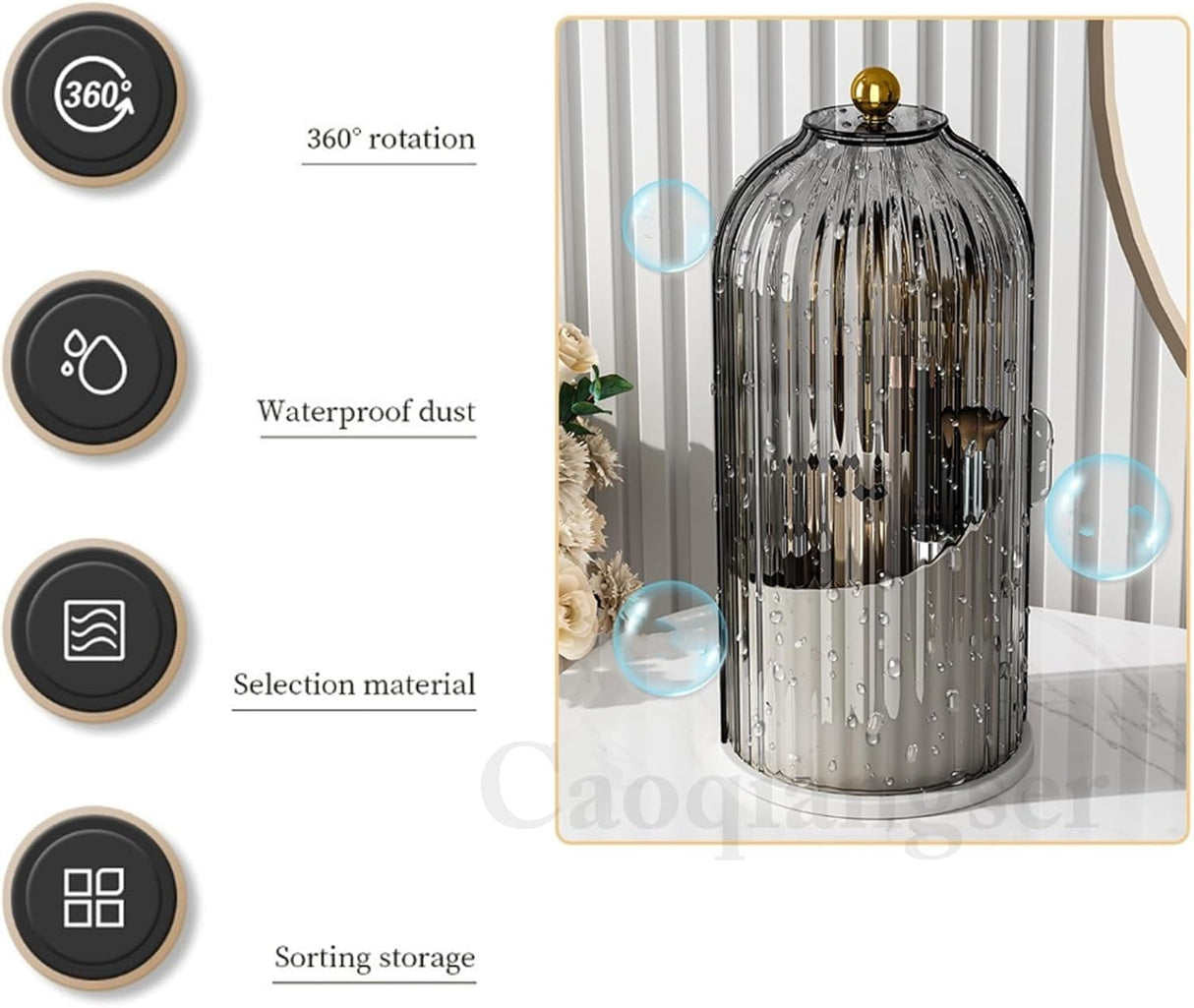 Concealed Toothbrush Holder,Toothbrush Holders for Bathrooms,360 Rotating Waterproof Dustproof Toothpaste Holders with Sliding Lid,for Vanity Makeup Brushes Holder,Pen Holder Storage (C) B