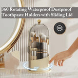 Concealed Toothbrush Holder,Toothbrush Holders for Bathrooms,360 Rotating Waterproof Dustproof Toothpaste Holders with Sliding Lid,for Vanity Makeup Brushes Holder,Pen Holder Storage (C) C