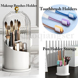 Concealed Toothbrush Holder,Toothbrush Holders for Bathrooms,360 Rotating Waterproof Dustproof Toothpaste Holders with Sliding Lid,for Vanity Makeup Brushes Holder,Pen Holder Storage (C) C - Top-Down View