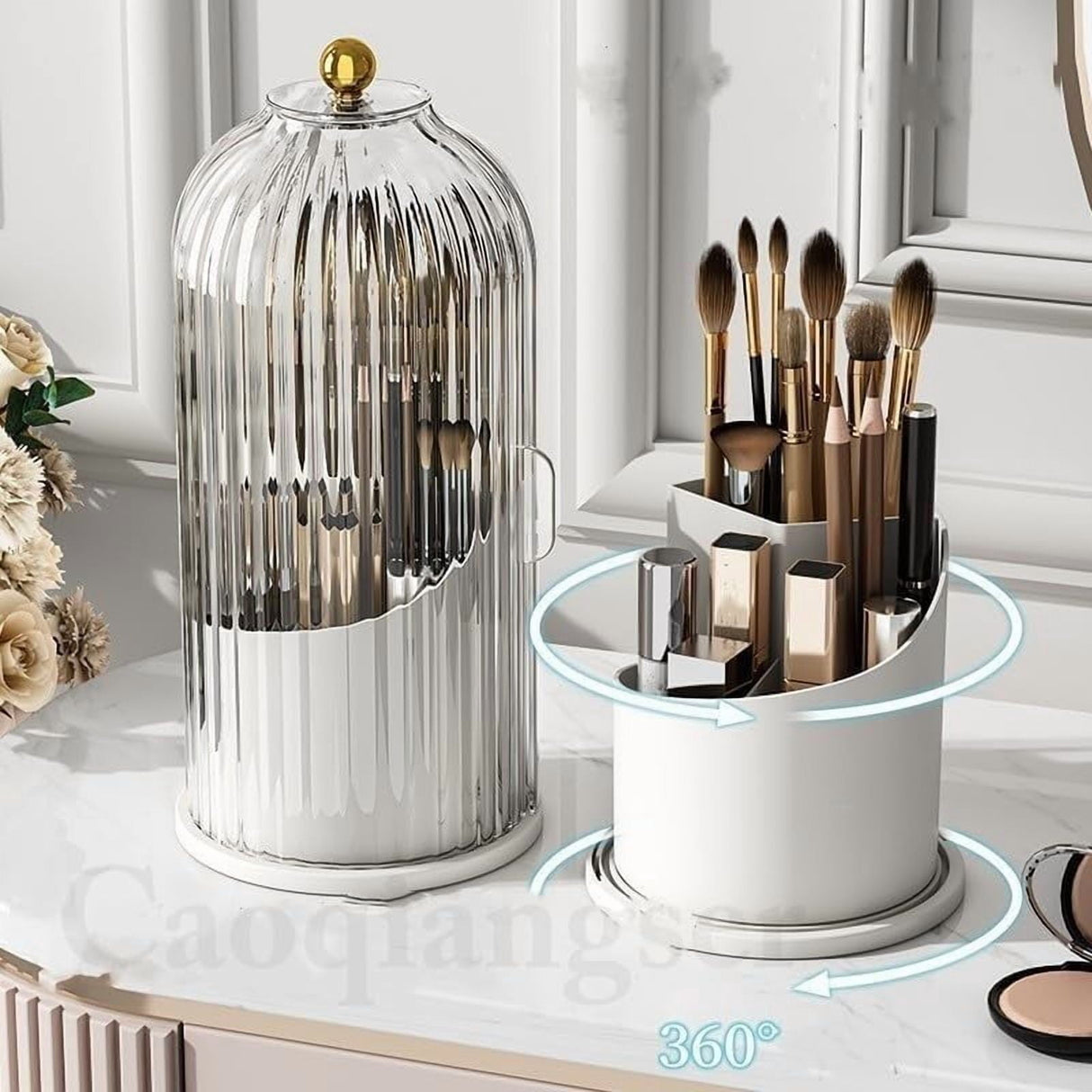 Concealed Toothbrush Holder,Toothbrush Holders for Bathrooms,360 Rotating Waterproof Dustproof Toothpaste Holders with Sliding Lid,for Vanity Makeup Brushes Holder,Pen Holder Storage (C) C