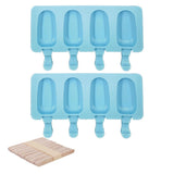 Set of 2 Silicone Ice Cream Molds,8.4x4.9In Reusable Ice Pop Molds with 100Pcs Wooden Sticks,Easy Release Ice Pop Make
