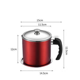 Pot Fats Storage With Lid, Grease Container With Strainer, Stainless Steel Oil Storage Container with Fine Mesh Strainer Dustproofs, Leakproof Oil Storage Container Grease Keepers with Handle Silver