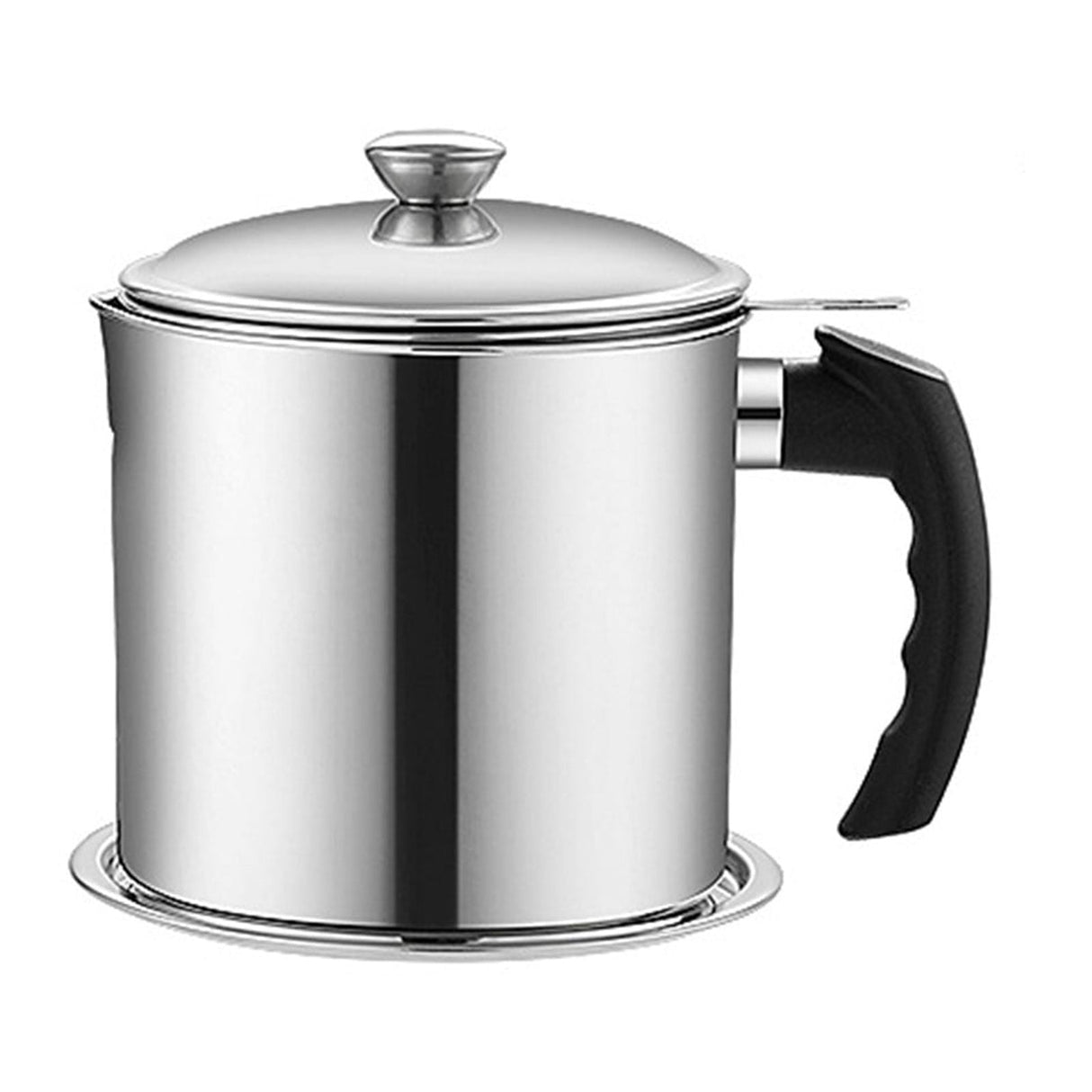 Pot Fats Storage With Lid, Grease Container With Strainer, Stainless Steel Oil Storage Container with Fine Mesh Strainer Dustproofs, Leakproof Oil Storage Container Grease Keepers with Handle Silver