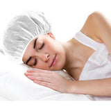 4 Pcs Mesh Sleep Bonnets,Breathable Shower Caps,Hair Nets Caps for Women,Reusable Multi-color Night Bonnets for Shower,Sleeping,Washing Face White - Rear View