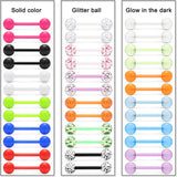 36Pcs 14G Glow in Dark Flexible Acrylic Straight Tongue Barbell Nipple Ring Retainer Piercing Jewelry for Women Men 16mm Bar