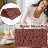 Mini Silicone Molds, Number Molds, Happy Birthday Mold for Baking Biscuits, Cookie, Candy, Chocolate 1-Brown
