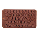 Mini Silicone Molds, Number Molds, Happy Birthday Mold for Baking Biscuits, Cookie, Candy, Chocolate 1-Brown