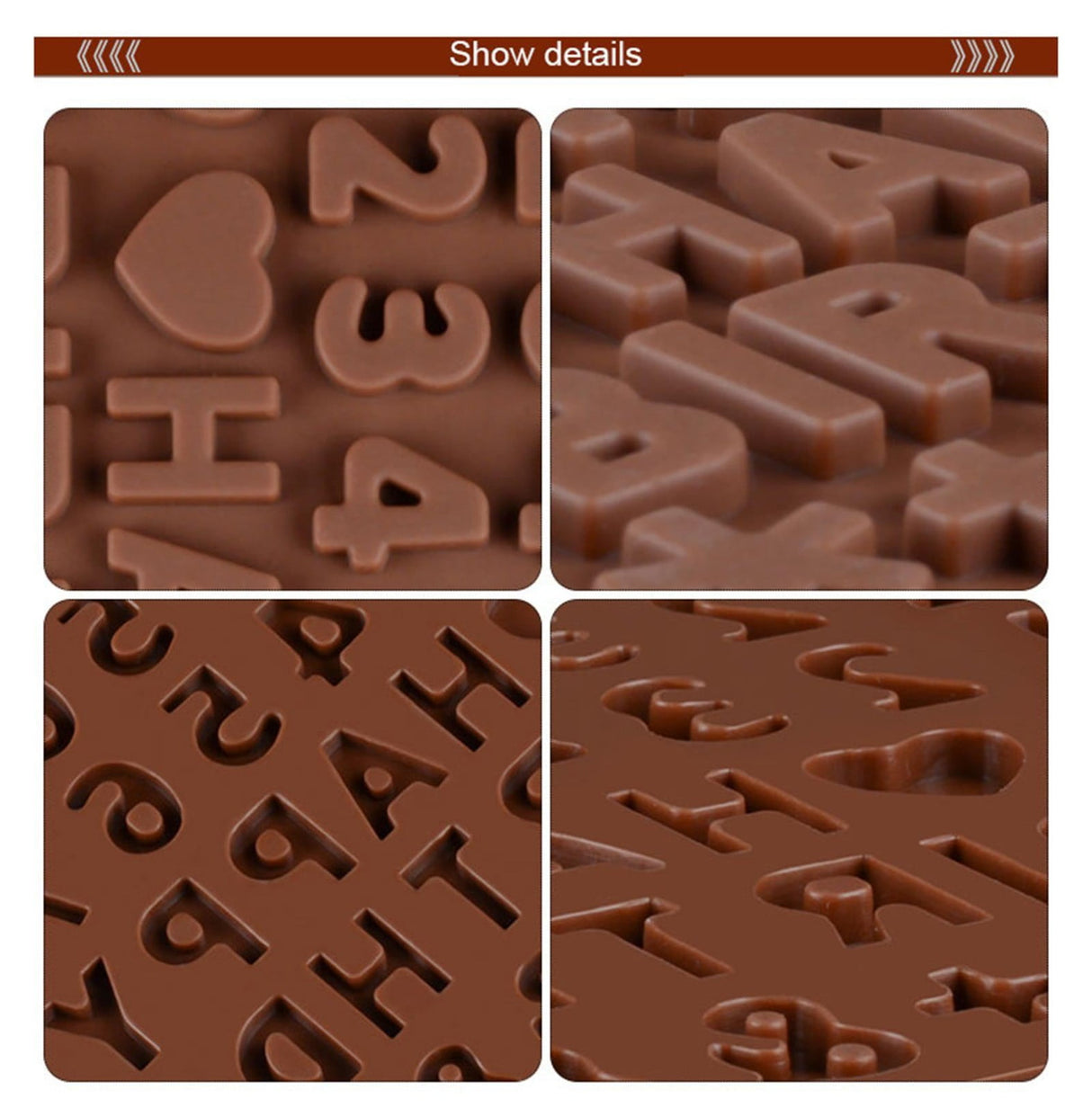 Mini Silicone Molds, Number Molds, Happy Birthday Mold for Baking Biscuits, Cookie, Candy, Chocolate 1-Brown