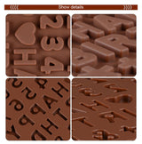 Mini Silicone Molds, Number Molds, Happy Birthday Mold for Baking Biscuits, Cookie, Candy, Chocolate 1-Brown - Close-Up Angle