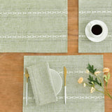 Sage Green Placemats Set of 4 - Washable Fabric Table Placemats, 35 x 48 cm