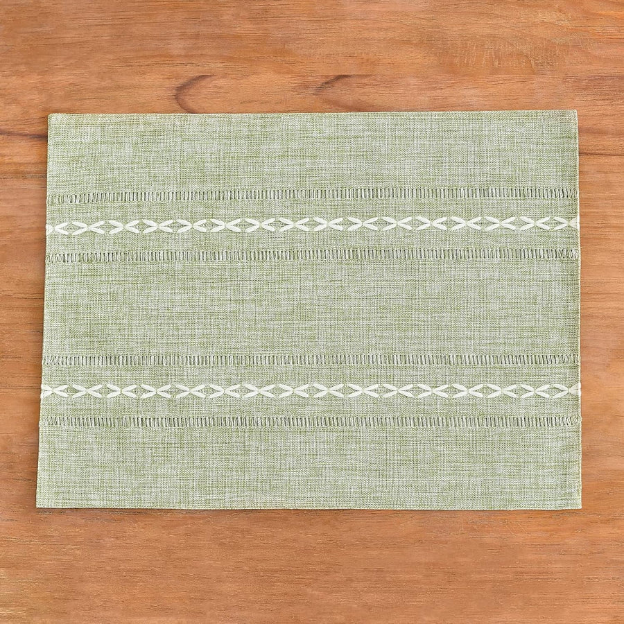 Sage Green Placemats Set of 4 - Washable Fabric Table Placemats, 35 x 48 cm