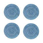 Round Placemats Set of 4, Cotton Woven Placemat Heat-Resistant Non-Slip Washable Table Mats for Dining Table 14 Inch Blue