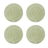 Round Placemats Set of 4, Cotton Woven Placemat Heat-Resistant Non-Slip Washable Table Mats for Dining Table 14 Inch, Blue Green