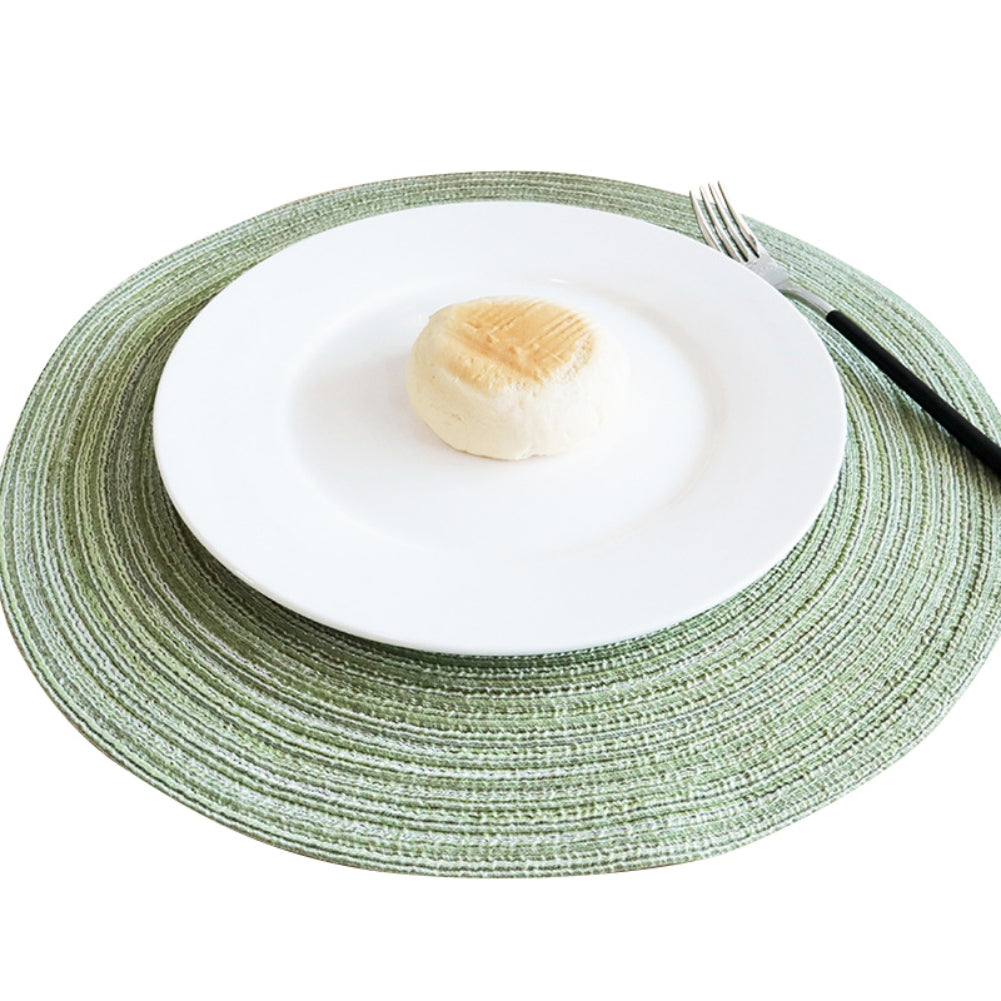 Round Placemats Set of 4, Cotton Woven Placemat Heat-Resistant Non-Slip Washable Table Mats for Dining Table 14 Inch, Blue Green