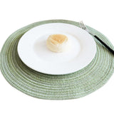 Round Placemats Set of 4, Cotton Woven Placemat Heat-Resistant Non-Slip Washable Table Mats for Dining Table 14 Inch, Blue Green